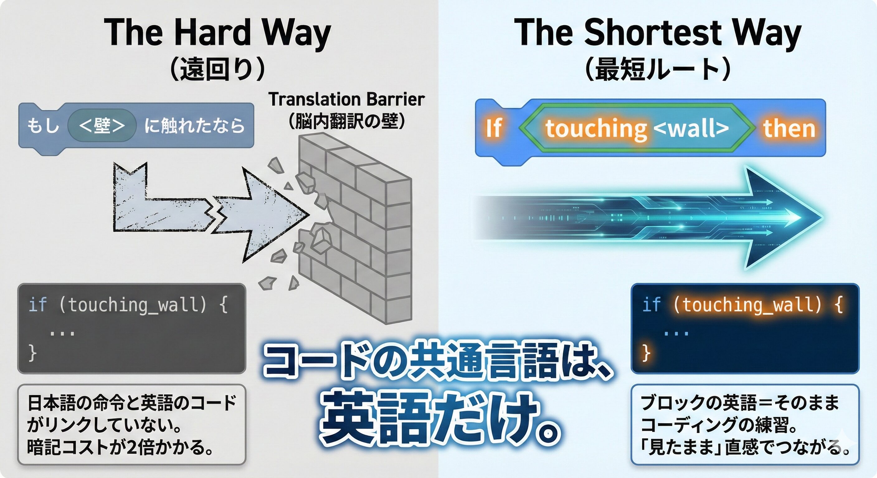 プログラミングと英語の関係図解